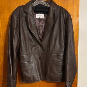 Pamela McCoy Dark Brown Leather Blazer